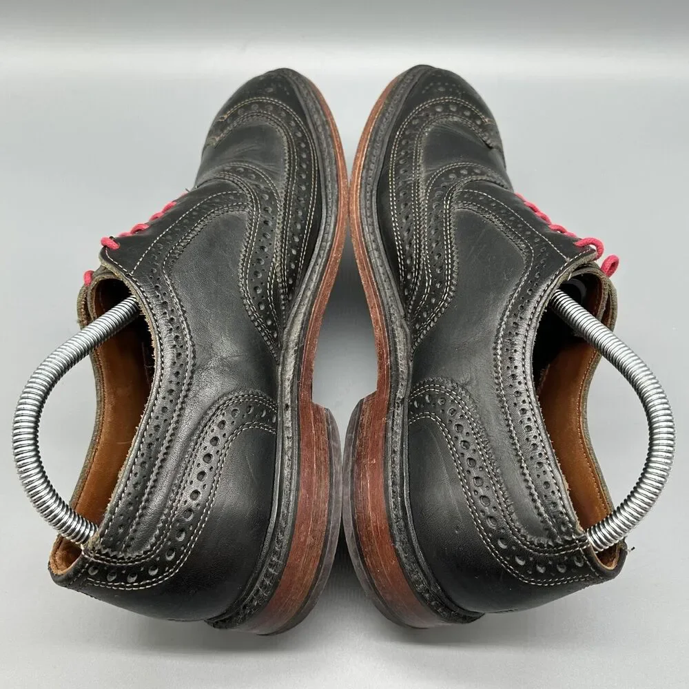 Allen Edmonds McTavish Men's Size 8 Oxford Wingtip Dress Shoes Black Red Laces
